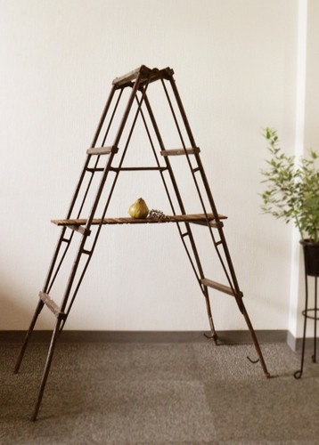 Antique iron tripod stepladder - antique,